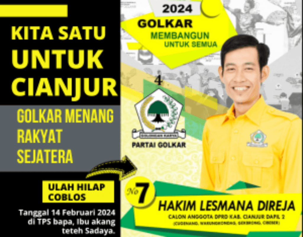 Kita Satu, Untuk Indonesia Golkar Menang Rakyat Sejatera Bersama Kang Hakim.