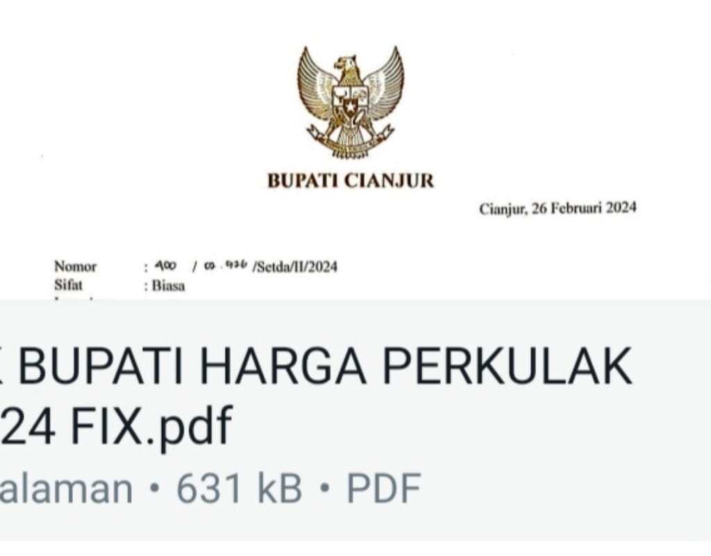 Bupati Cianjur Tetapkan  Harga Perkulak zakat Fitrah 2024  Sebesar 40.000 dan 55.000.